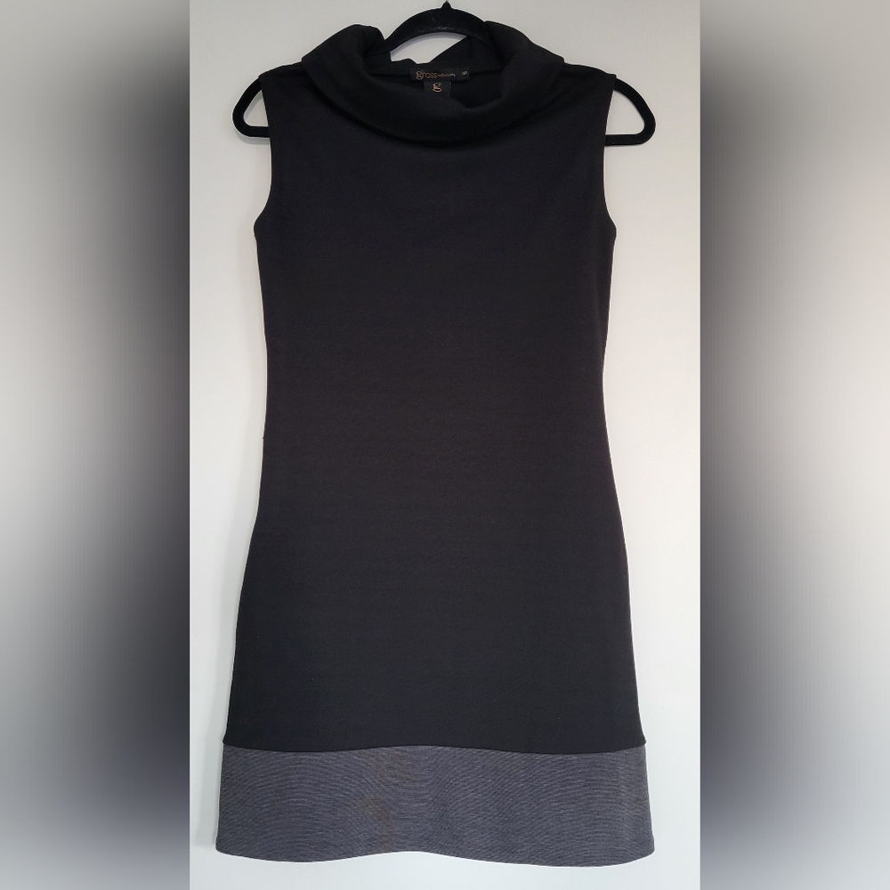 Grass Collection Black and Gray Mini Dress with Pockets